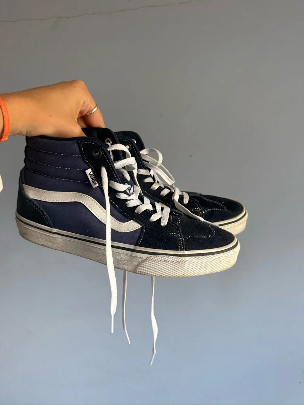 Vans Navy and White High-Top Skate Sneakers